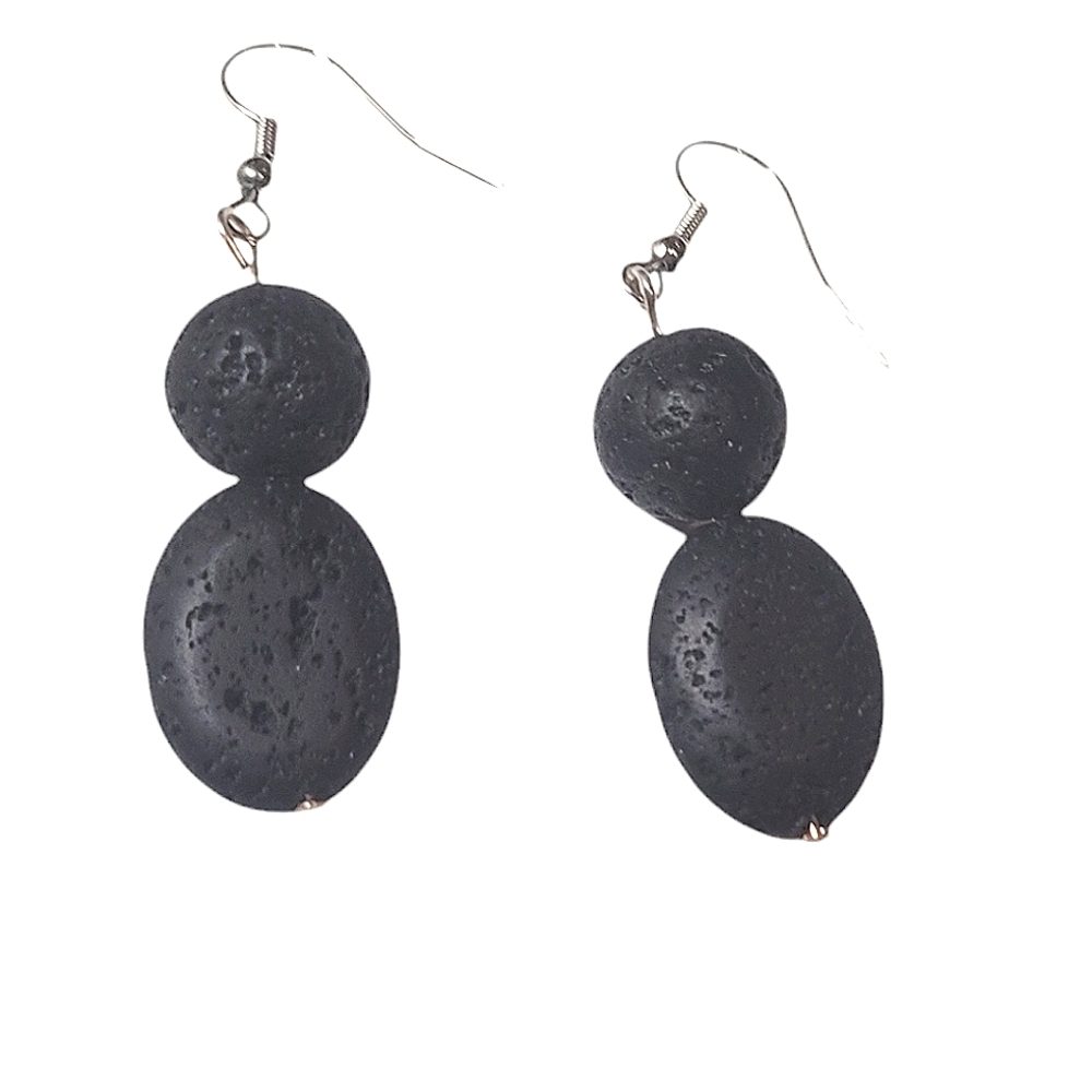 Elegant Black Lava Stone Earrings